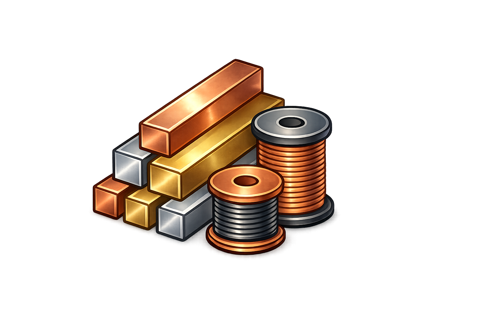 Ilustracja wyrobów z miedzi i metali kolorowych