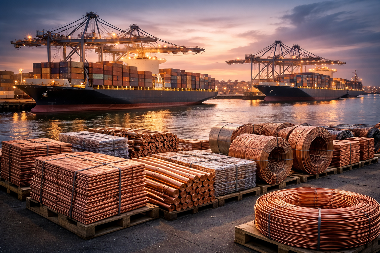 Port przeładunkowy i globalny obrót metalami kolorowymi